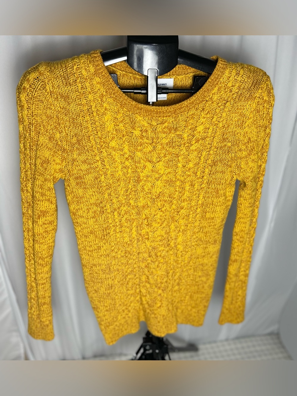 Old Navy Mustard Cable Knit Crewneck Sweater